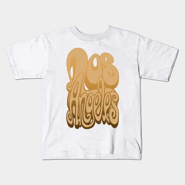 Los Angeles lettering art - warm sands Kids T-Shirt by BigNoseArt